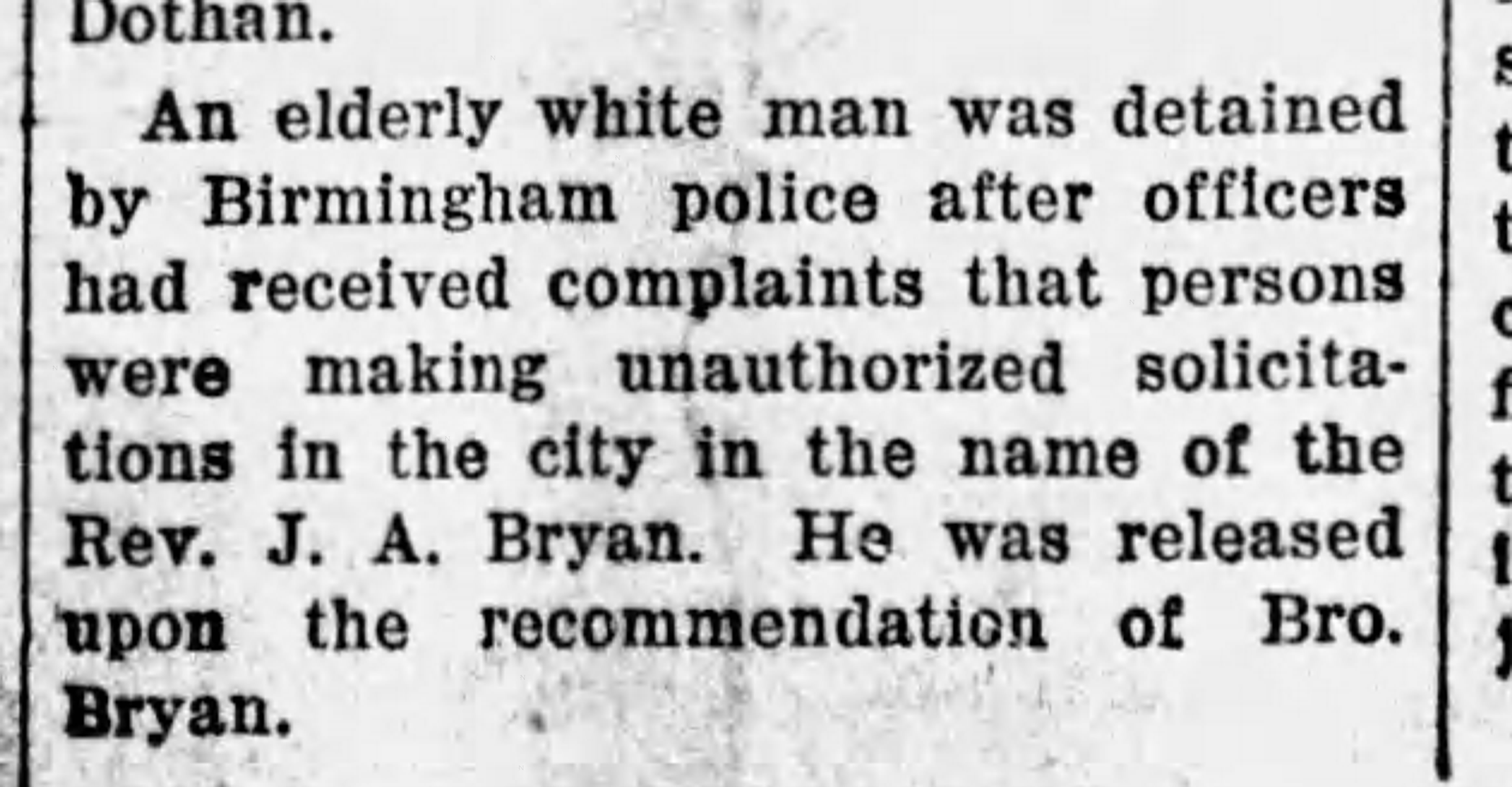 Unauthorized Solicitation in Bryan's Name